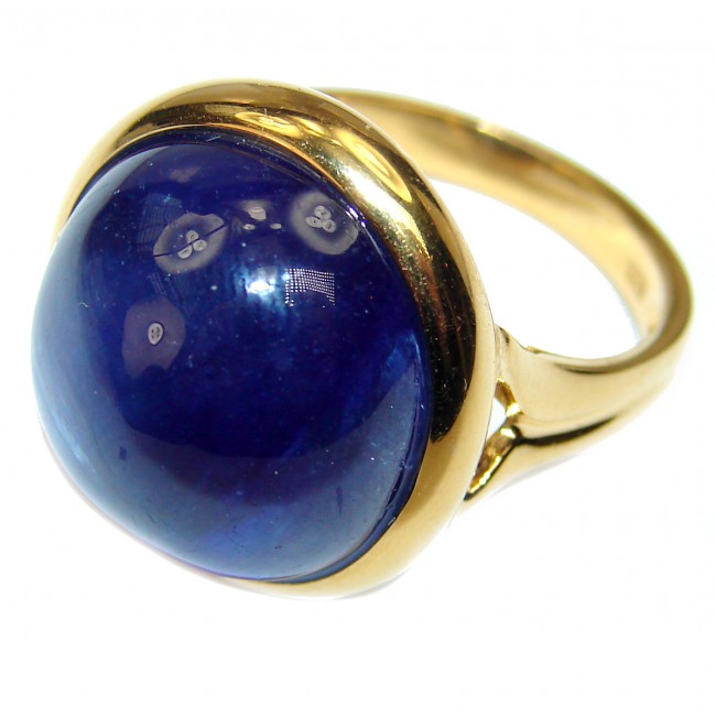 Genuine 26ct Sapphire 18K yellow Gold over .925 Sterling Silver handmade Cocktail Ring s. 6