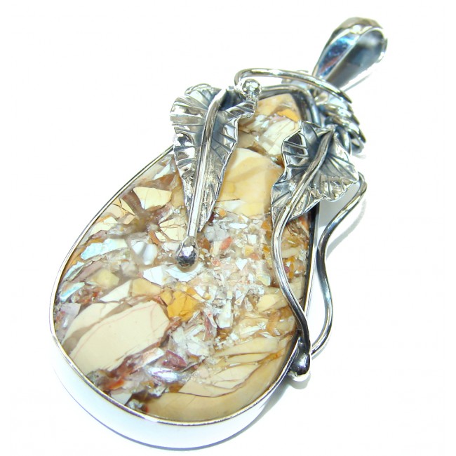 Australian Bracciated Mookaite Jasper .925 Sterling Silver handcrafted LARGE pendant