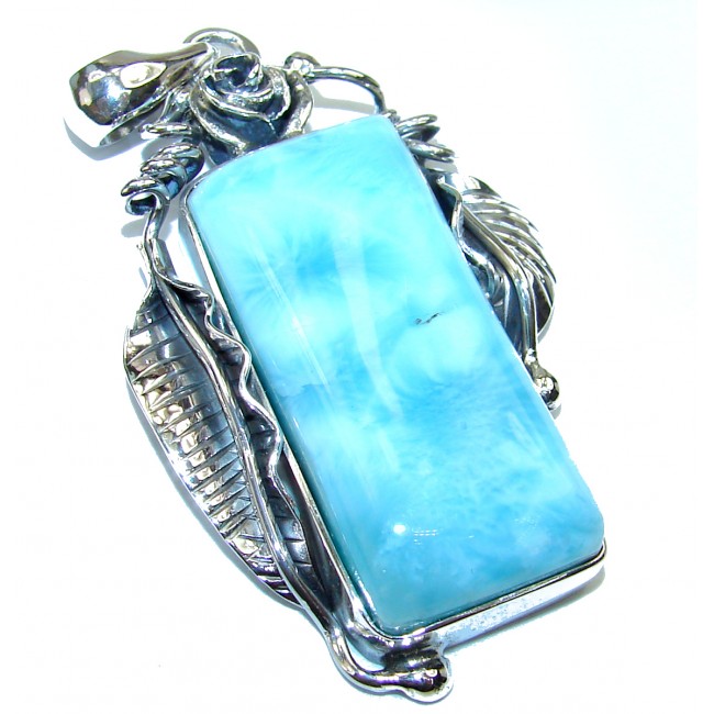 Great quality authentic Larimar from Dominican Republic .925 Sterling Silver handmade pendant