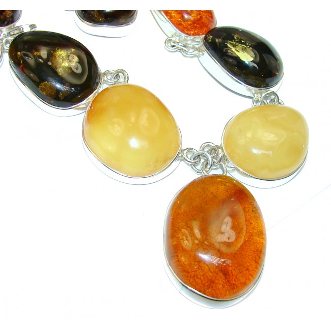 115.8 grams Dazzling qulaity Natural Balitic Amber .925 Sterling Silver handcrafted necklace