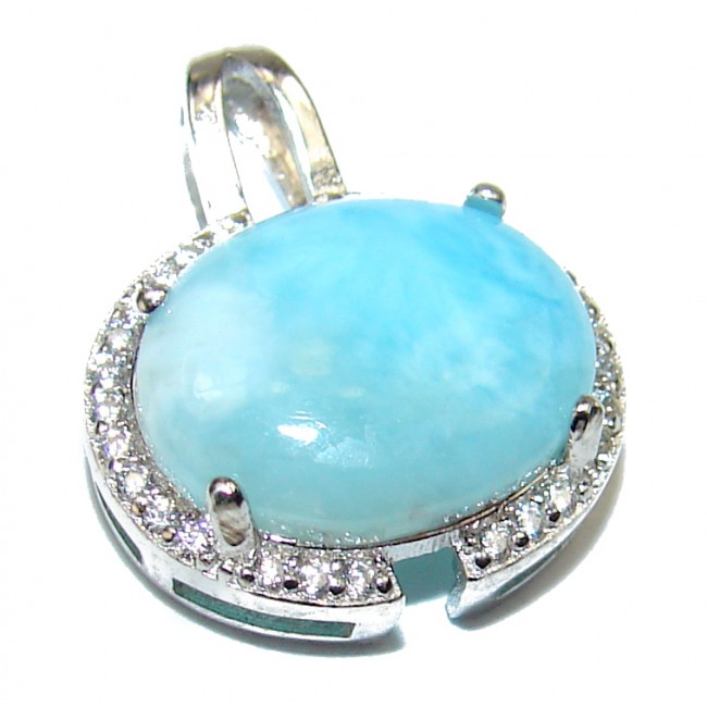 Larimar from Dominican Republic .925 Sterling Silver handmade cute pendant