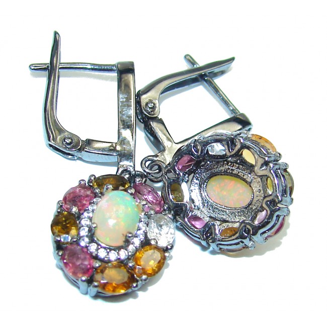INCOMPARABLE BRILLIANCE Authentic Ethiopian Fire Opal .925 Sterling Silver handcrafted earrings