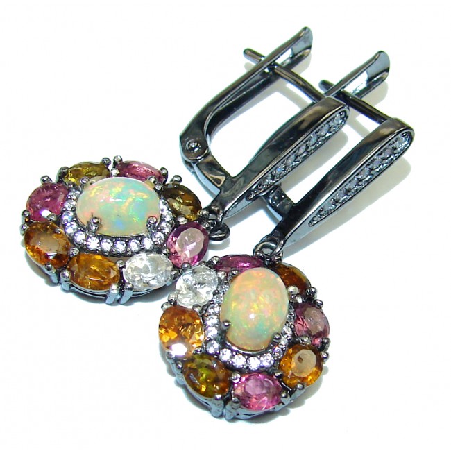 INCOMPARABLE BRILLIANCE Authentic Ethiopian Fire Opal .925 Sterling Silver handcrafted earrings