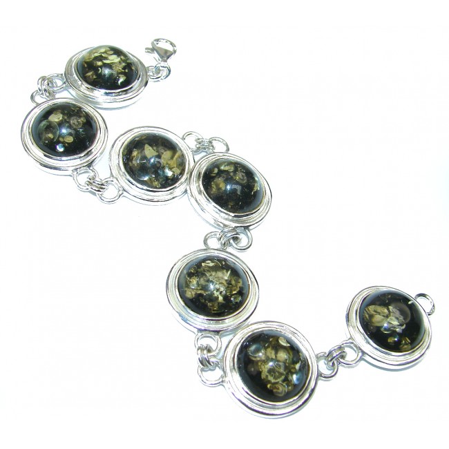 Beautiful authentic green Baltic Baltic Amber .925 Sterling Silver handcrafted Bracelet