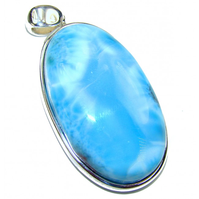 Large Best amazing quality Larimar from Dominican Republic .925 Sterling Silver handmade pendant