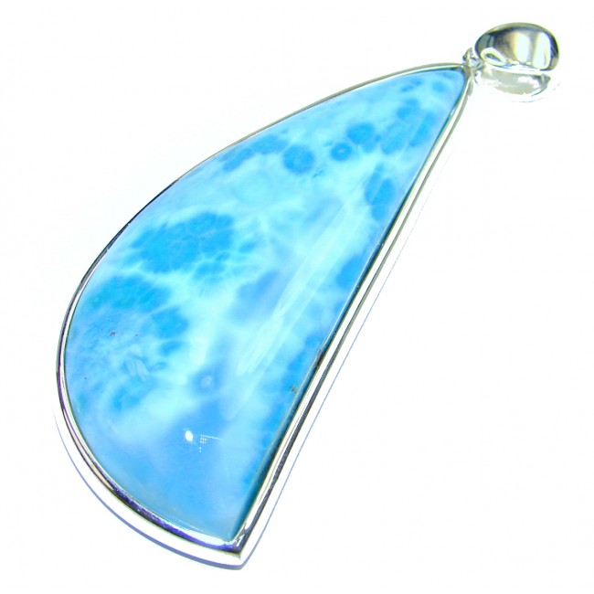 LARGE Best amazing quality Larimar from Dominican Republic .925 Sterling Silver handmade pendant