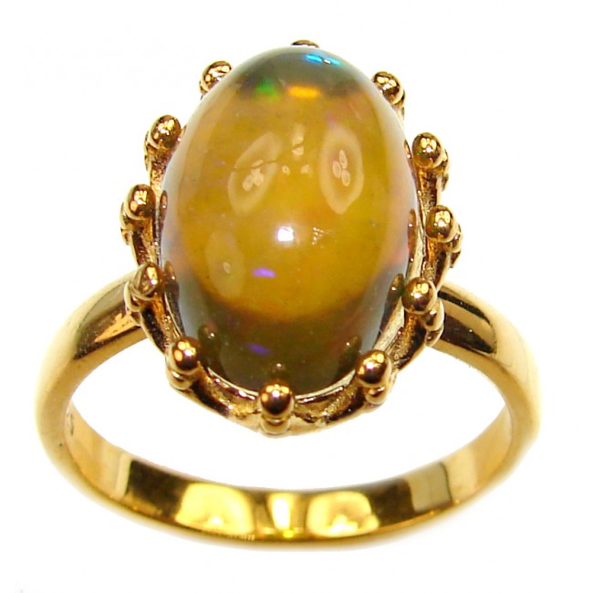 Vintage Design 14.5ctw Genuine Black Opal 14K Gold over .925 Sterling Silver handmade Ring size 8