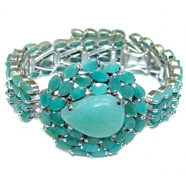 Natalie authentic Emerald Jade .3925 Sterling Silver handcrafted Bracelet
