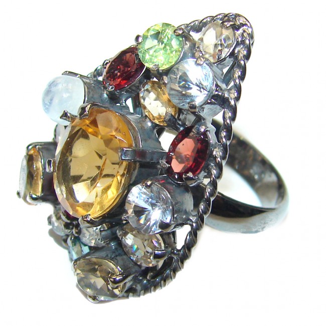 Huge Cocktail Style Natural Citrine .925 Sterling Silver handcrafted Ring s. 8