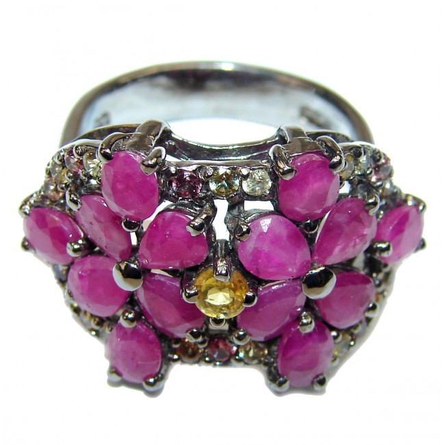 Genuine Ruby .925 Sterling Silver handcrafted Statement Ring size 8 1/4