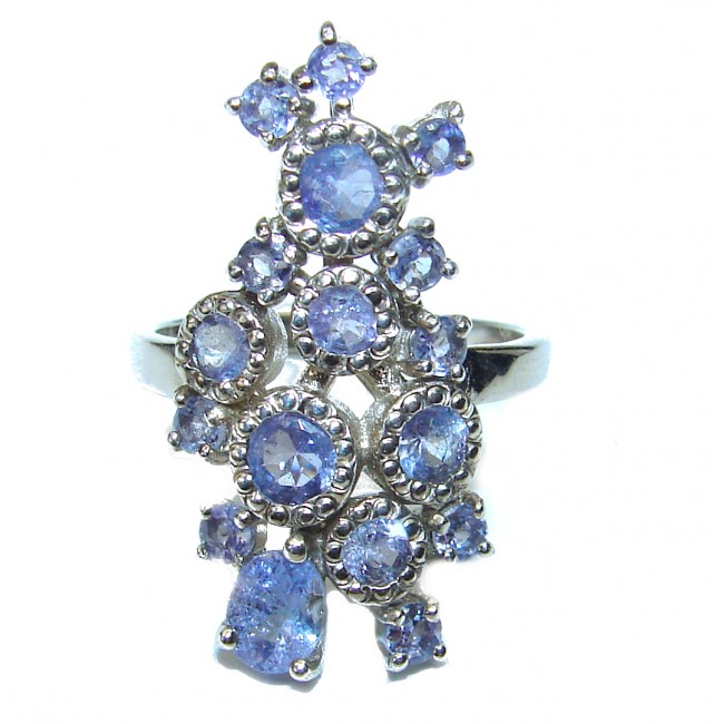 Bouquet of Flowers Authentic Tanzanite .925 Sterling Silver handmade Ring s. 6 1/4