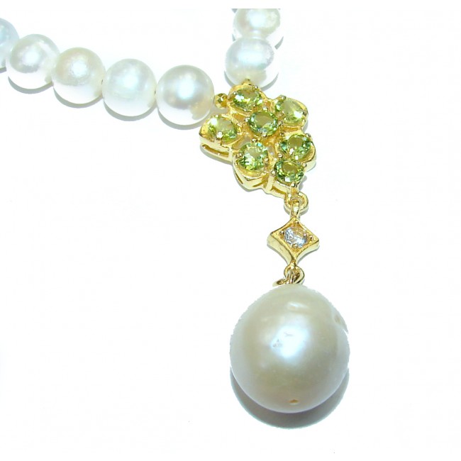 Tsarists heirloom Pearl & Citrine 14K Gold over .925 Sterling Silver handmade Necklace