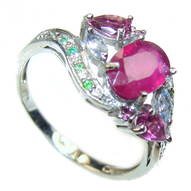 Royal quality unique Ruby .925 Sterling Silver handcrafted Ring size 8
