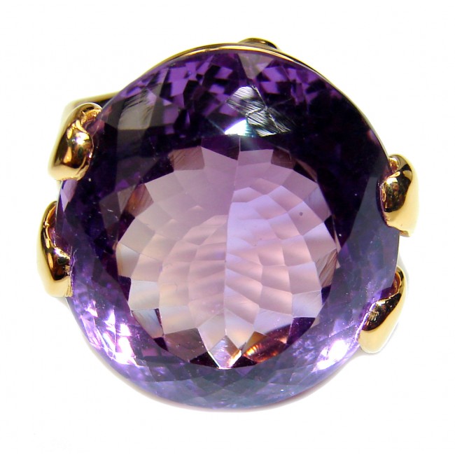 Royal Quality 59.5 carat Amethyst 18K Gold over .925 Sterling Silver handcrafted Statement Ring size 8