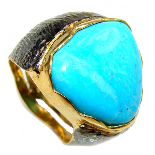 Authentic Sleeping Beauty Turquoise 2 tones .925 Sterling Silver ring; s. 7 3/4