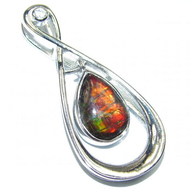 Infinity genuine Canadian Ammolite .925 Sterling Silver handcrafted Pendant