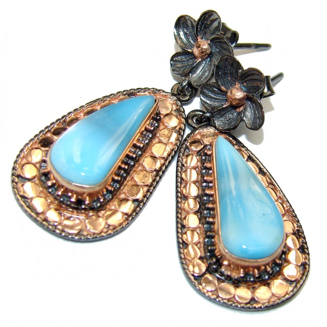 Authentic Blue Larimar .925 Sterling Silver handmade earrings