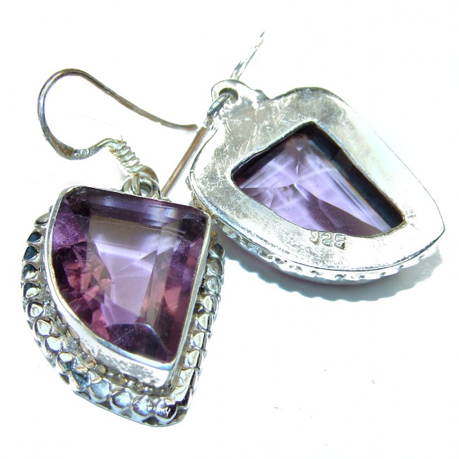Solid Copper vains in Purple Topaz .925 Sterling Silver earrings