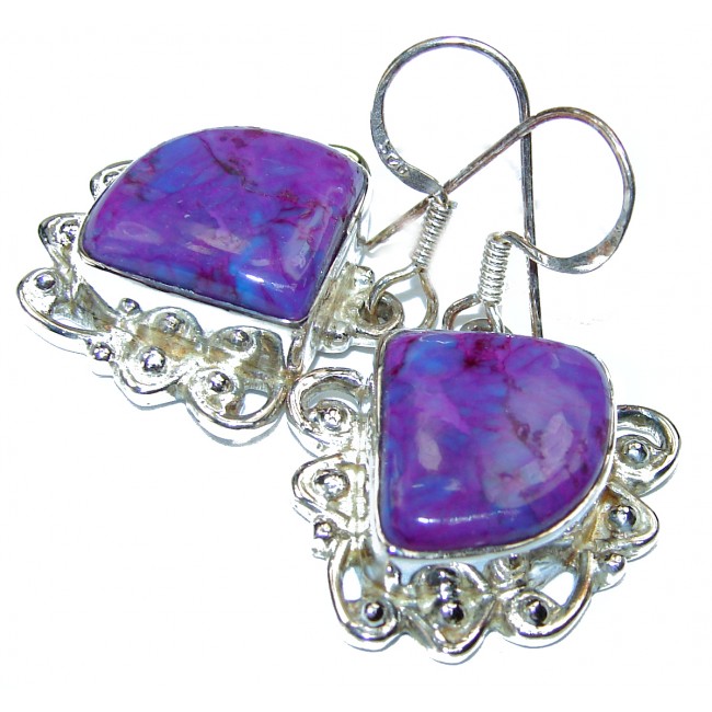 Solid Purple Turquoise .925 Sterling Silver earrings