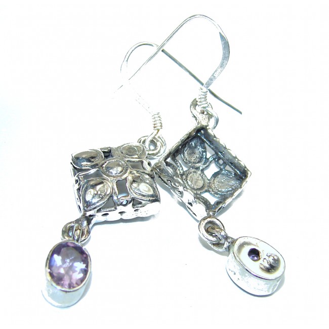 Fancy Amethyst .925 Sterling Silver handmade earrings