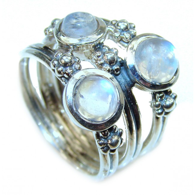 Fire Moonstone .925 Sterling Silver handmade ring s. 8