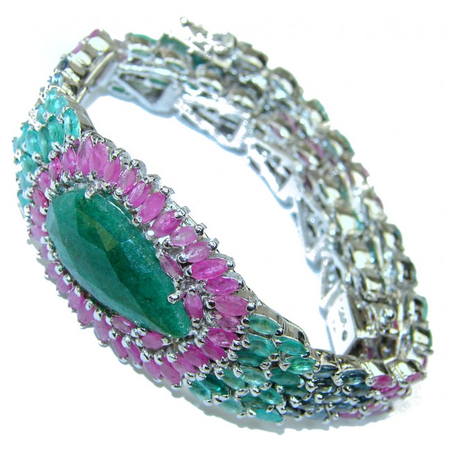 Natalie authentic Emerald Jade .3925 Sterling Silver handcrafted Bracelet
