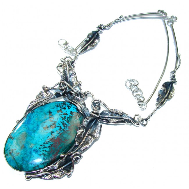 Great quality Chrysocolla .925 Sterling Silver handcrafted HUGE Necklace