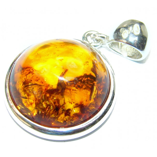 Incredible Beauty Natural Baltic Amber .925 Sterling Silver handmade Pendant