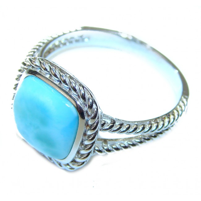 Natural Larimar .925 Sterling Silver handcrafted Ring s. 10
