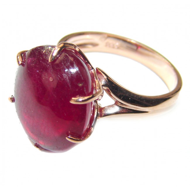 Genuine Ruby 18K yellow Gold over .925 Sterling Silver handmade Cocktail Ring s. 5 3/4