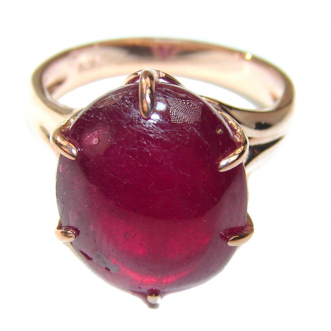 Genuine Ruby 18K yellow Gold over .925 Sterling Silver handmade Cocktail Ring s. 5 3/4