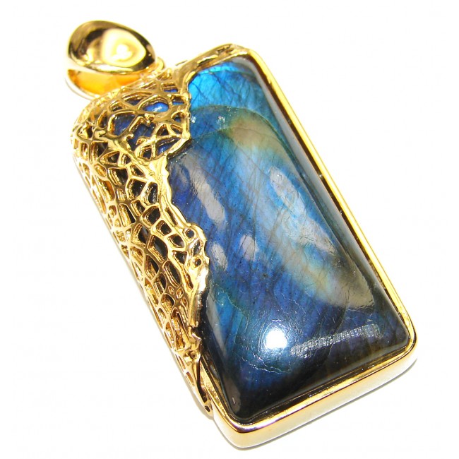 Magical Aurora Fire Labradorite 18K gold over .925 Sterling Silver handcrafted Pendant