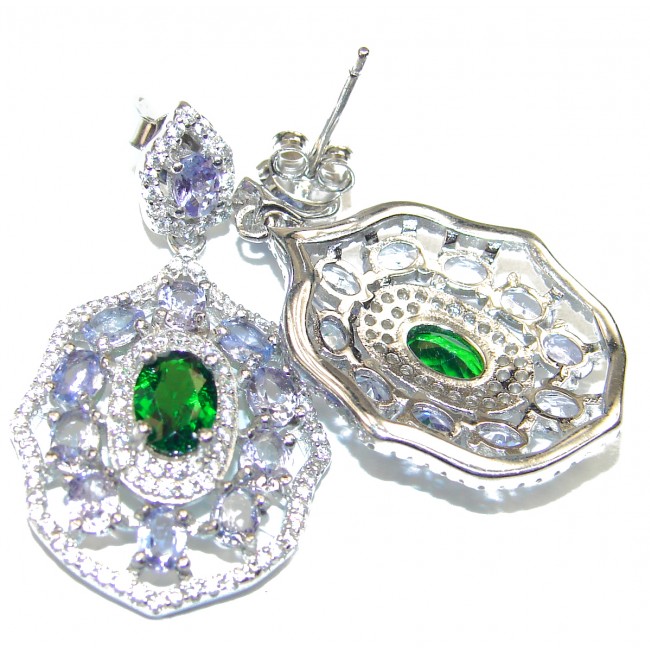 Emerald Chrome Diopside Tanzanite .925 Sterling Silver handmade earrings