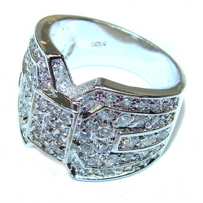 Classy White Topaz .925 Sterling Silver handmade ring size 7