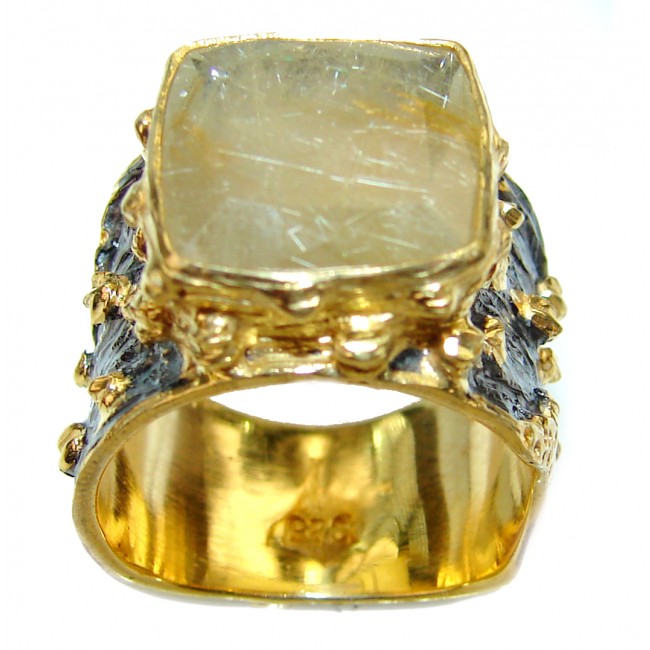Rutilated Quartz .925 Sterling Silver handcrafted Ring s. 7