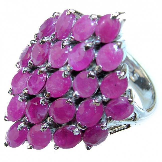 Emily Large genuine Kashmir Ruby .925 Sterling Silver handmade ring s. 8 1/4