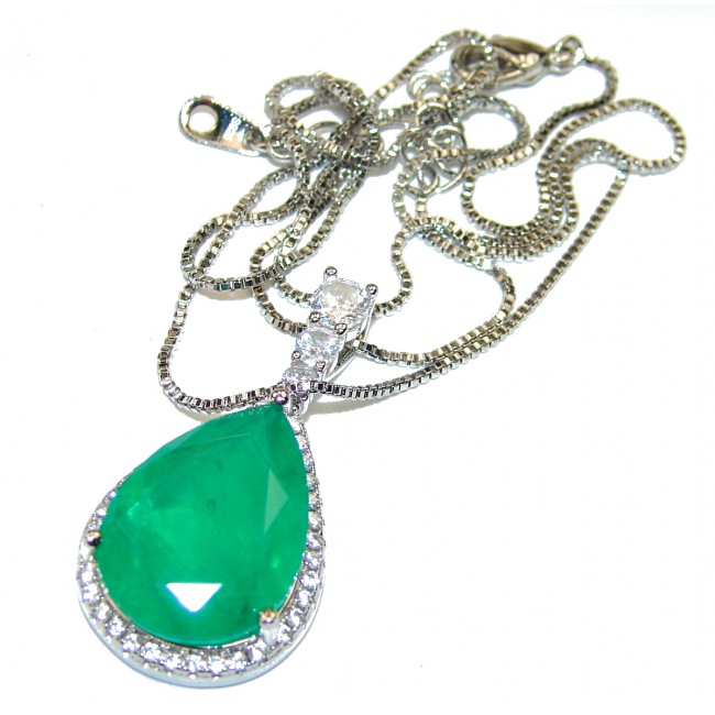 Alessandra Large 24ct Emerald .925 Sterling Silver handcrafted Statement necklace