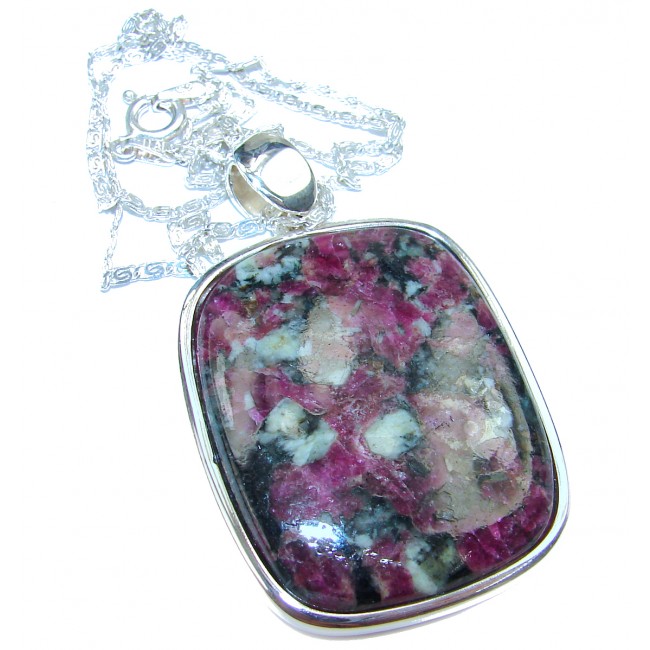 Great quality Eudialyte .925 Sterling Silver handcrafted HUGE Necklace