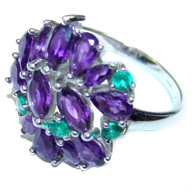 Magic Flower Authentic Amethyst .925 Sterling Silver handmade Ring s. 6 3/4