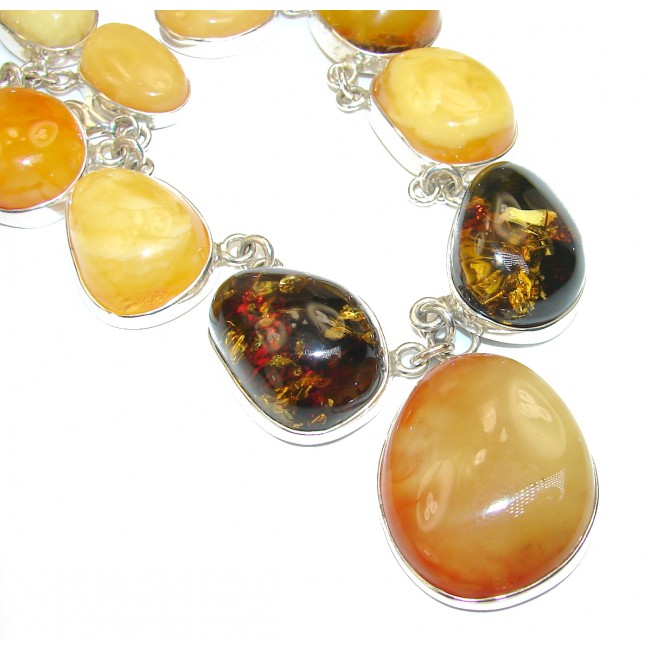 112.8 grams Dazzling quality Natural Baltic Amber .925 Sterling Silver handcrafted necklace