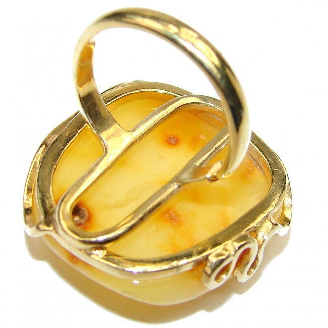 Best quality Butterscotch Baltic Amber 18K Gold over .925 Sterling Silver handmade Ring size 9