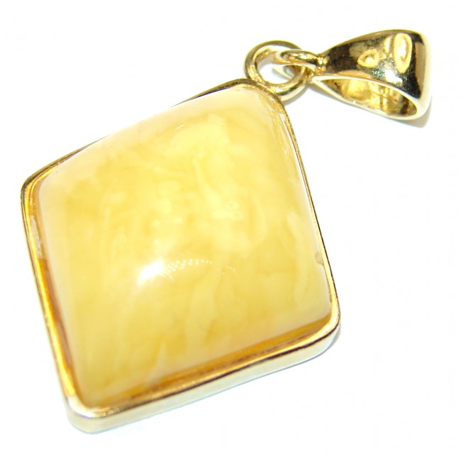 Incredible quality Natural Baltic Amber 14K Gold over .925 Sterling Silver handmade Pendant
