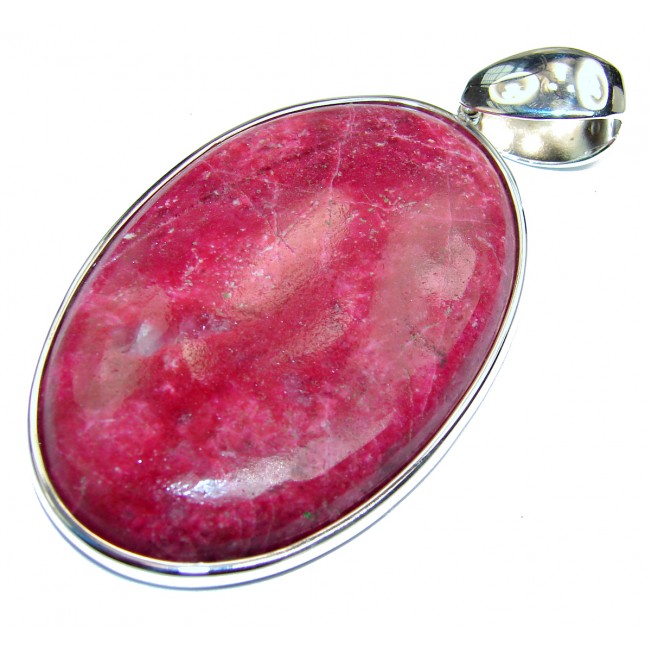 Huge authentic Pink Ruby .925 Sterling Silver handmade Pendant
