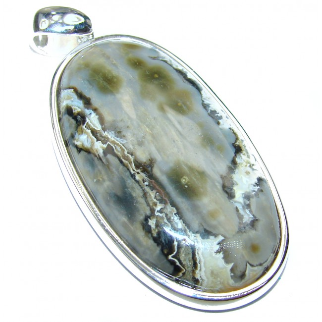 Ocean Jasper .925 Sterling Silver handmade pendant with enhancer