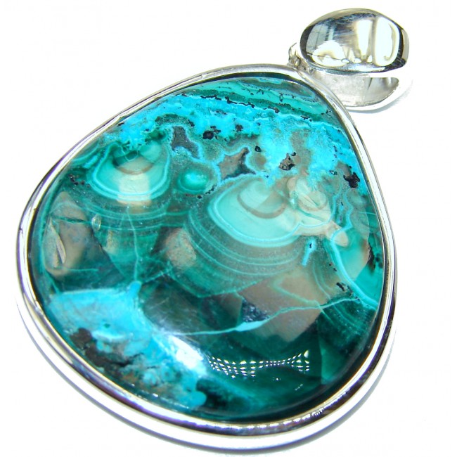 Unique authentic Chrysocolla .925 Sterling Silver handcrafted Pendant