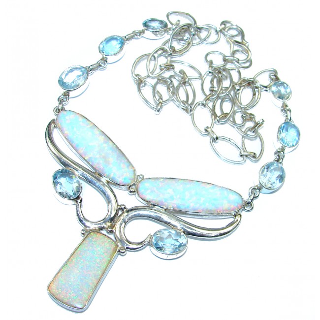 INCOMPARABLE BRILLIANCE Australian Doublet Opal .925 Sterling Silver Necklace
