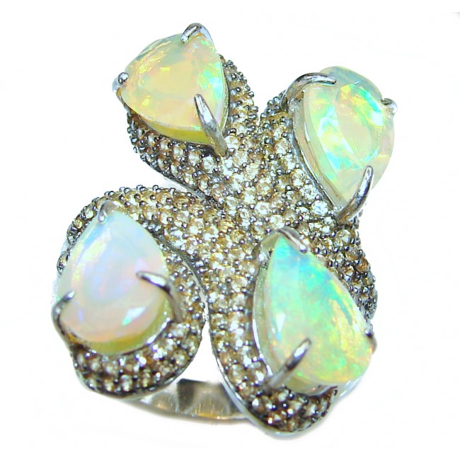 DEEP DESIRE 56ct Ethiopian Opal .925 Sterling Silver handcrafted ring size 8