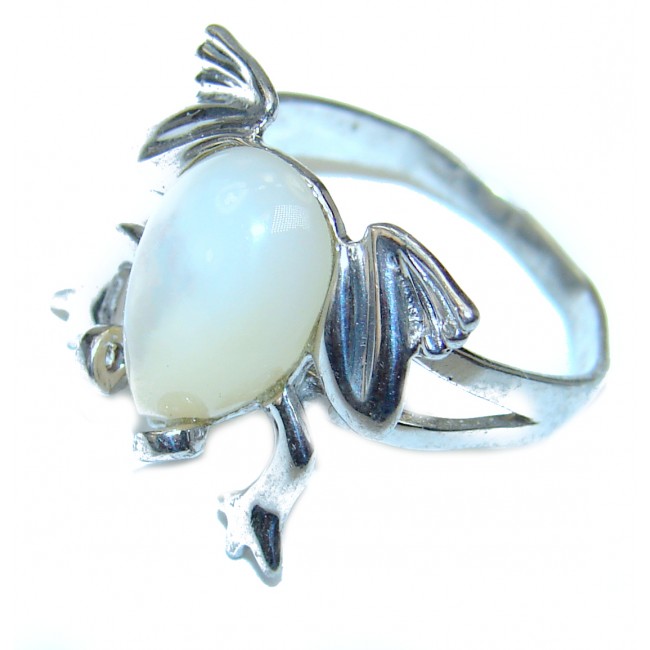 Frog Blister Pearl .925 Sterling Silver handmade ring size 6 3/4