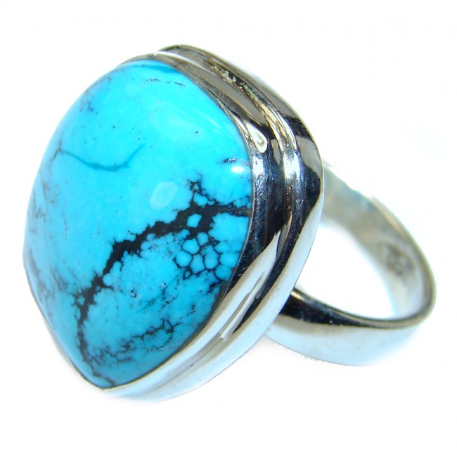 Authentic Turquoise .925 Sterling Silver ring; s. 8