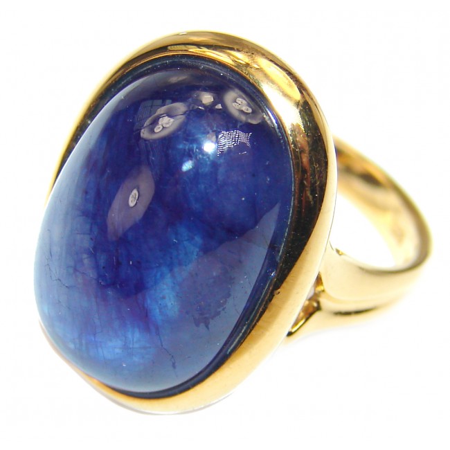 Genuine 46.8ct Sapphire 18K yellow Gold over .925 Sterling Silver handmade Cocktail Ring s. 6 1/2